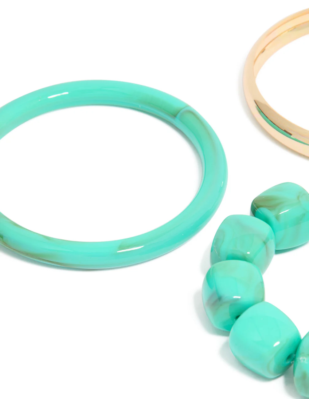 Gold & Turquoise Acrylic Bracelets 3-Pack - Image 4