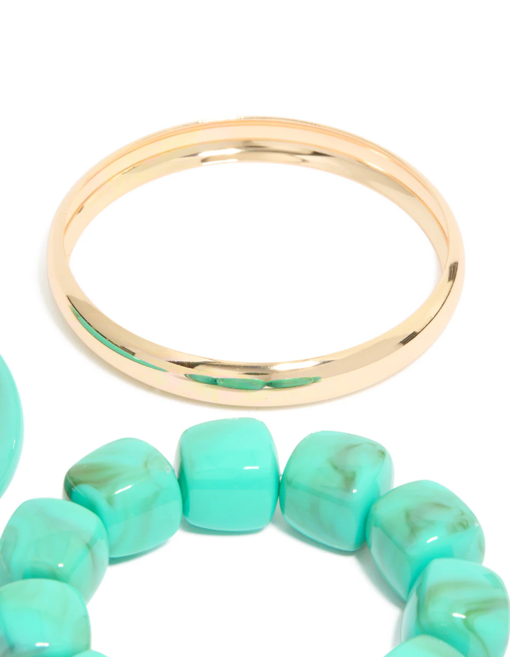 Gold & Turquoise Acrylic Bracelets 3-Pack - Image 5