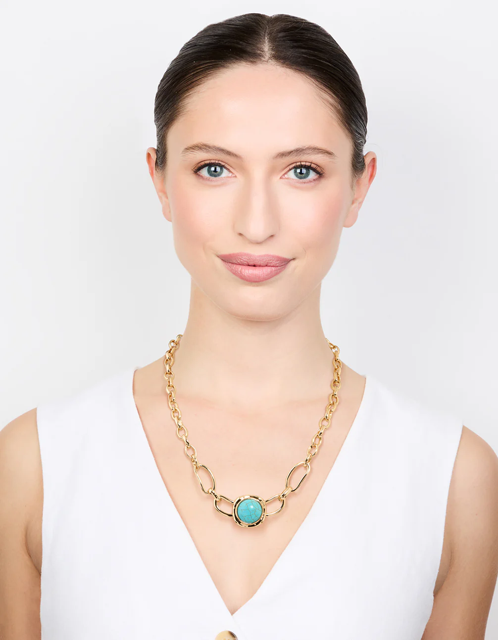 Gold Turquoise Pendant Necklace - Image 3