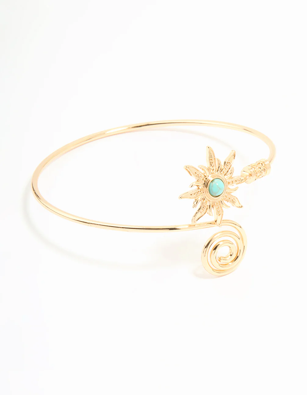 Gold Turquoise Stone Celestial Swirl Arm Cuff