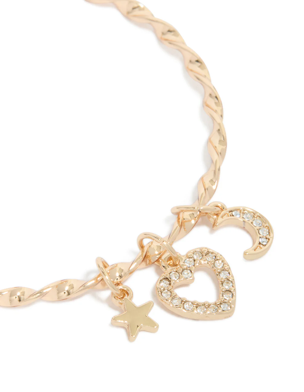 Gold Twisted Chain Celestial Charm Toggle Bracelet - Image 4