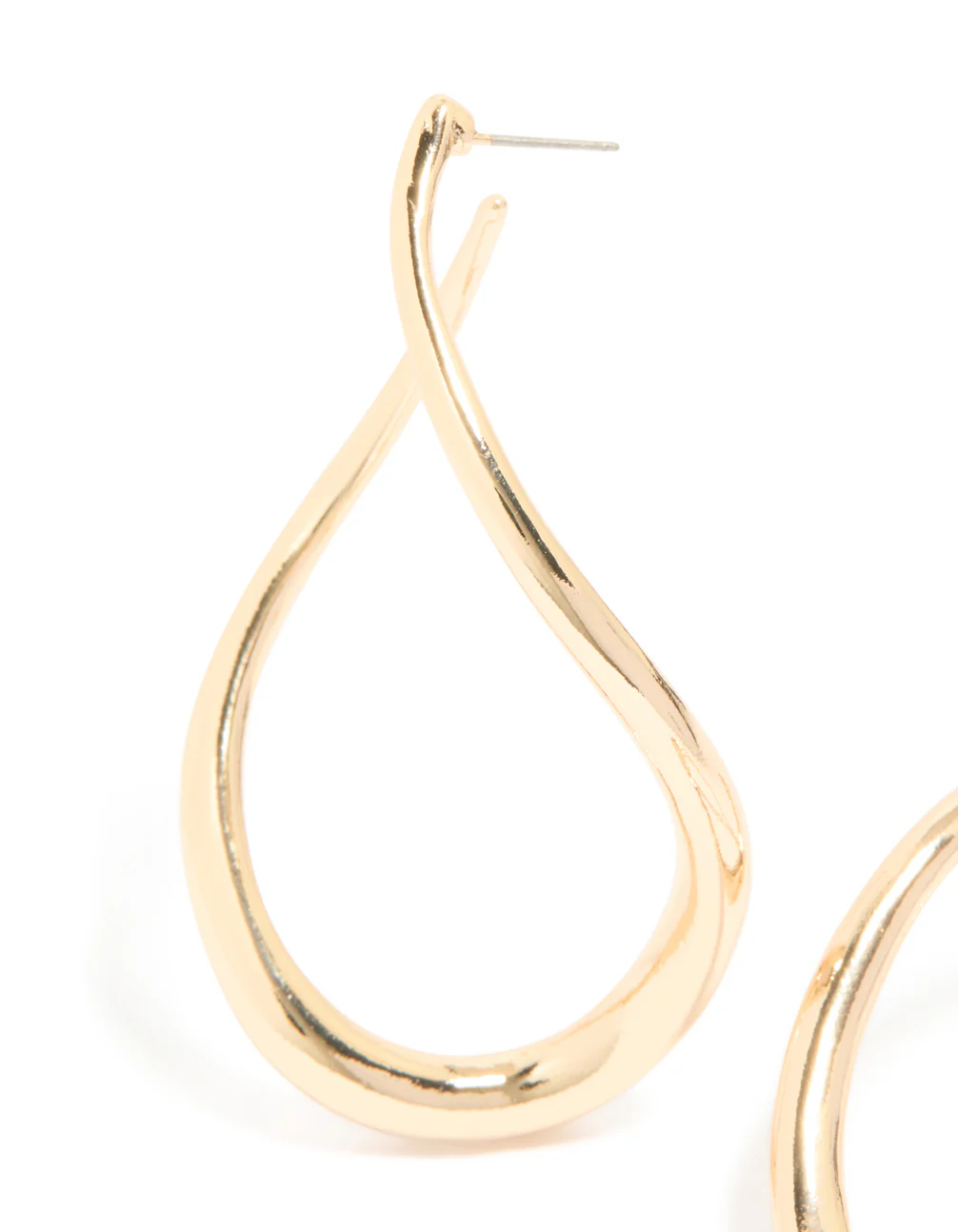 Gold Twisted Large Hoop Earrings - Image 4