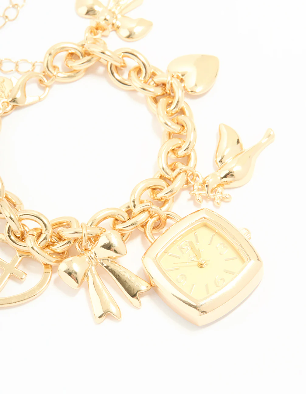 Gold Watch & Cross Charm Bracelet - Image 2