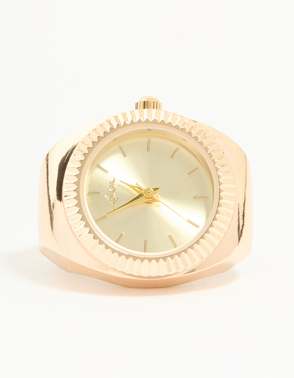 Gold Watch Fluted Bezel Ring - Image 3