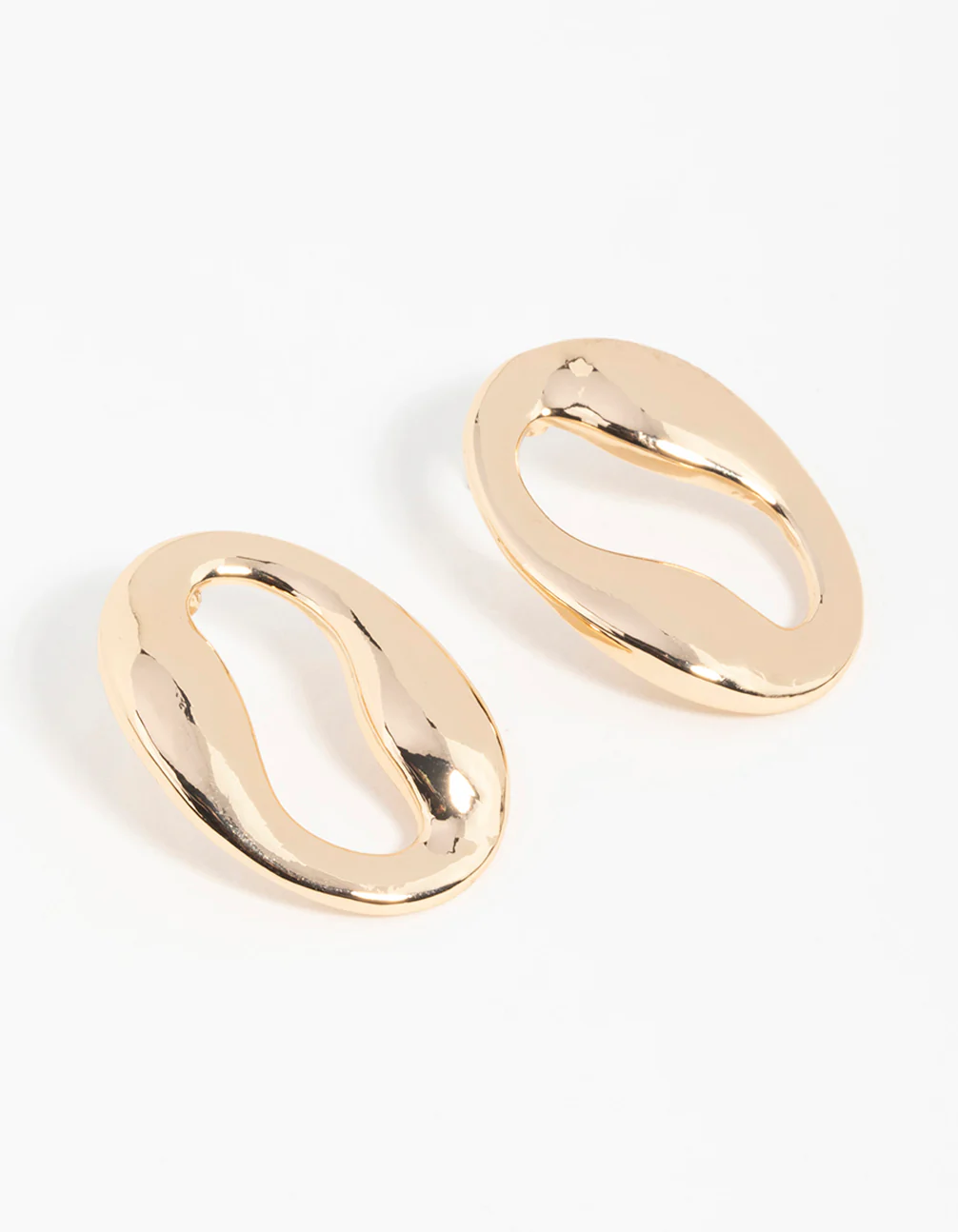 Gold Wavy Open Stud Earrings