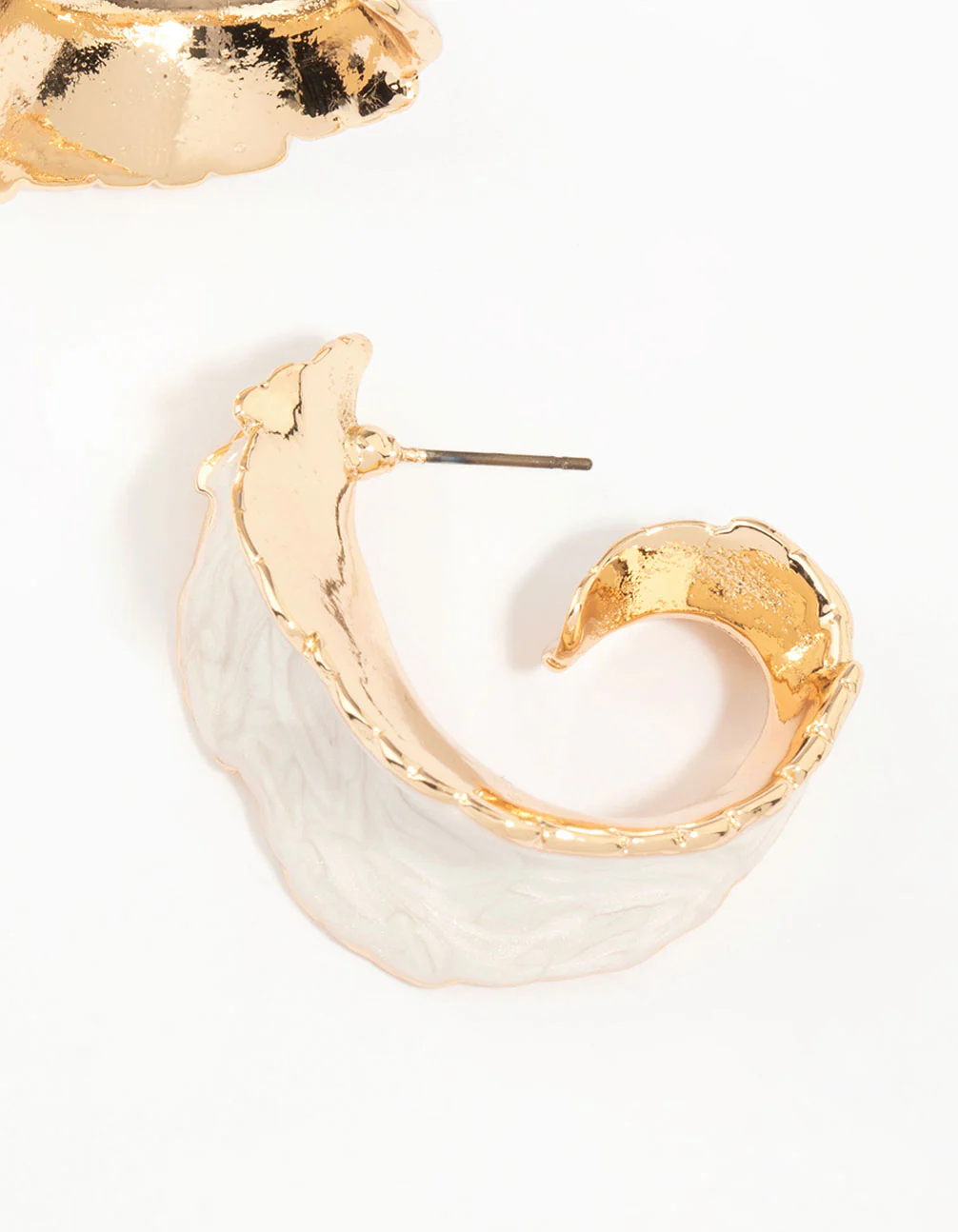 Gold White Acrylic Hoop Earrings - Image 5