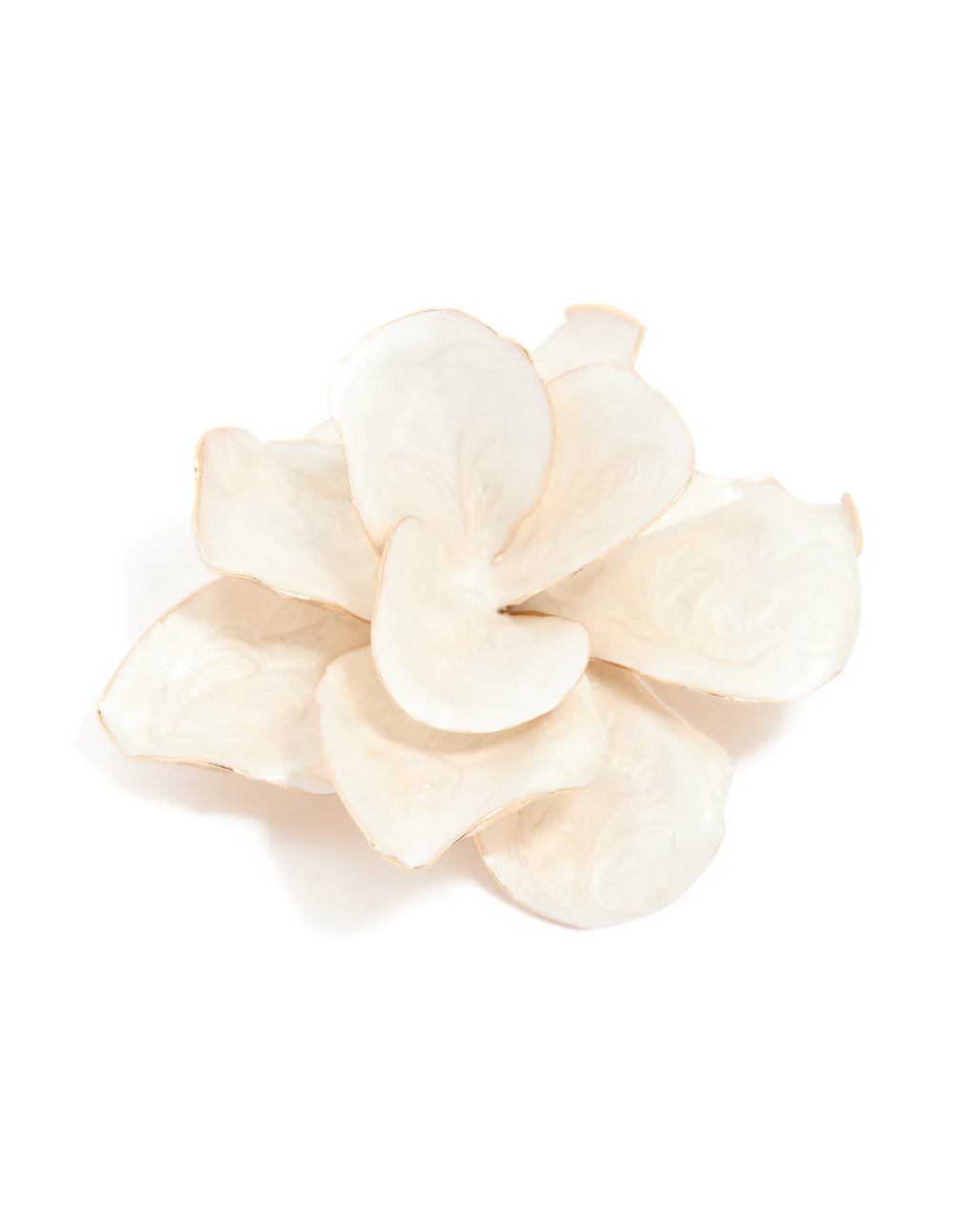 Gold White Enamel Flower Brooch