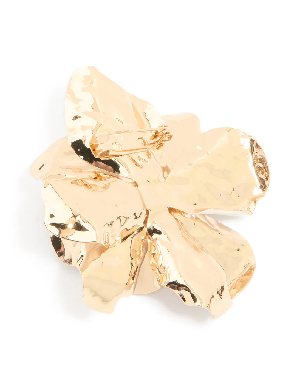 Gold White Enamel Flower Brooch - Image 3