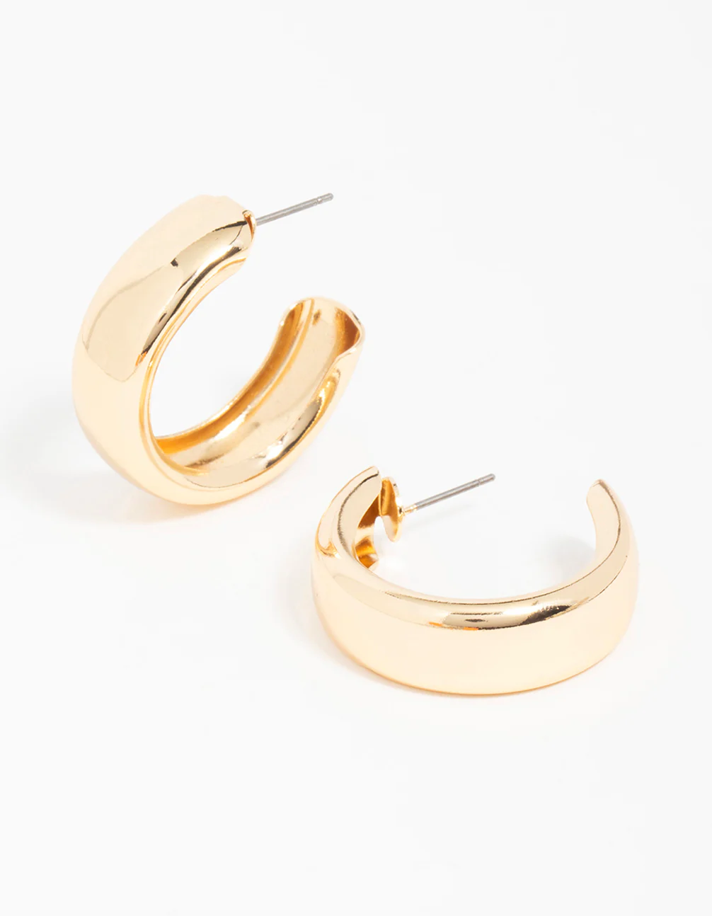 Gold Wide C Hoop Earrings