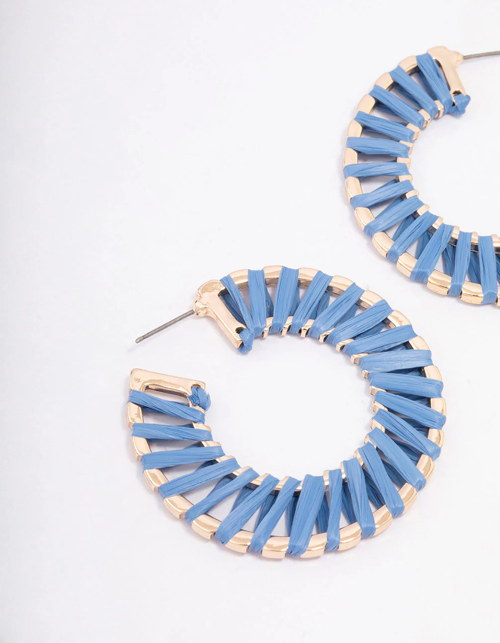 Gold Wrapped Raffia Hoop Earrings - Image 2