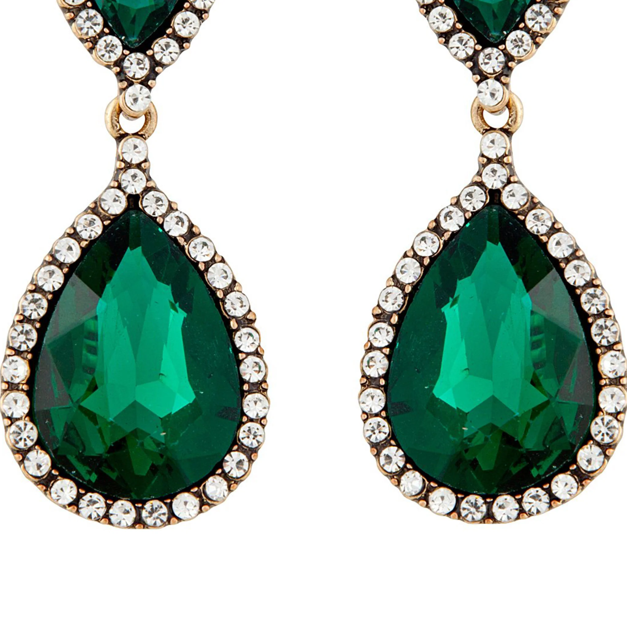Emerald & Crystal Angelina Earrings - Image 3