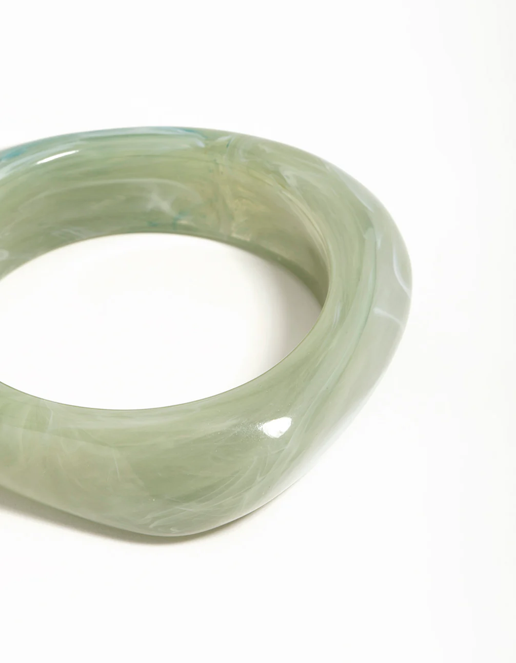 Green Acrylic Marbled Bangle - Image 2
