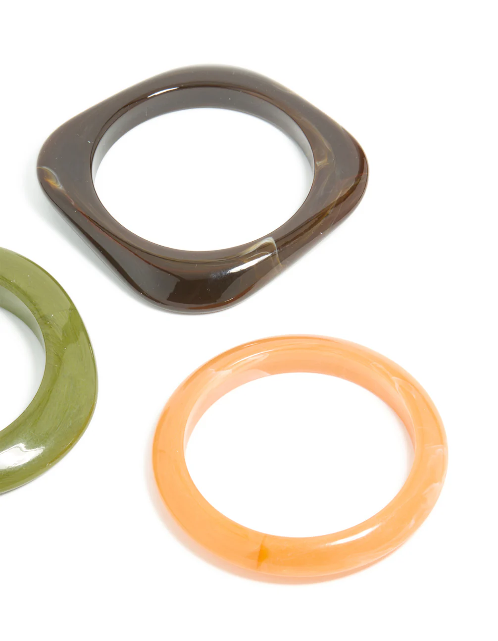 Green & Light Brown Acrylic Swirl Bangles 3-Pack - Image 3