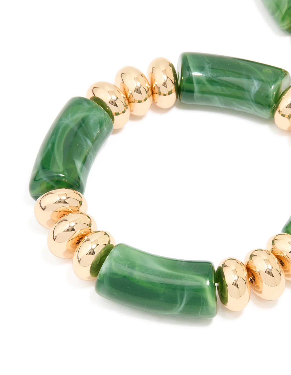 Green Marble Beaded Stretch Bracelets 2-Pack - Image 2
