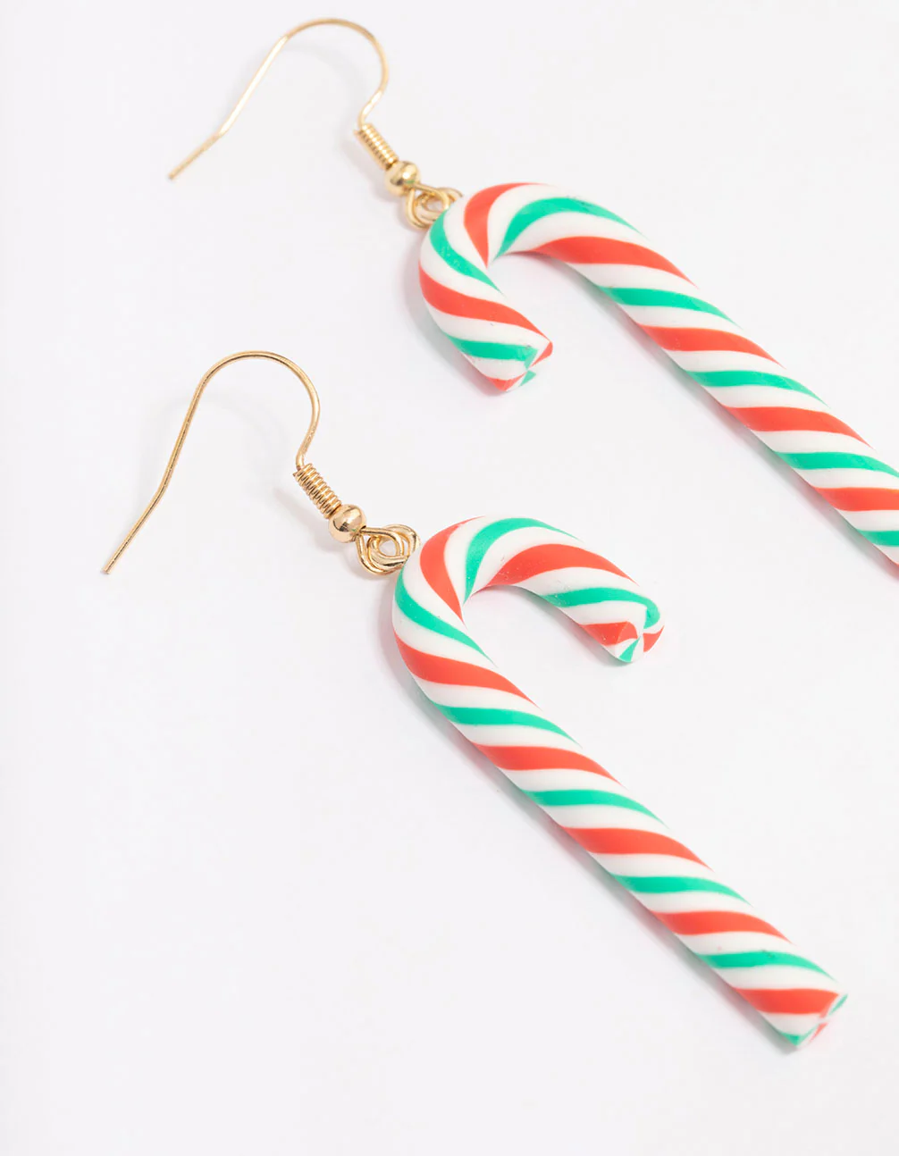 Green & Red Candy Cane Drop Earrings - Image 2