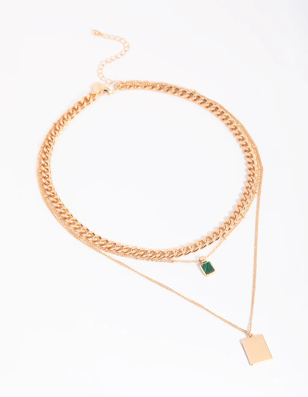 Green Layered Pendant Necklace - Image 2