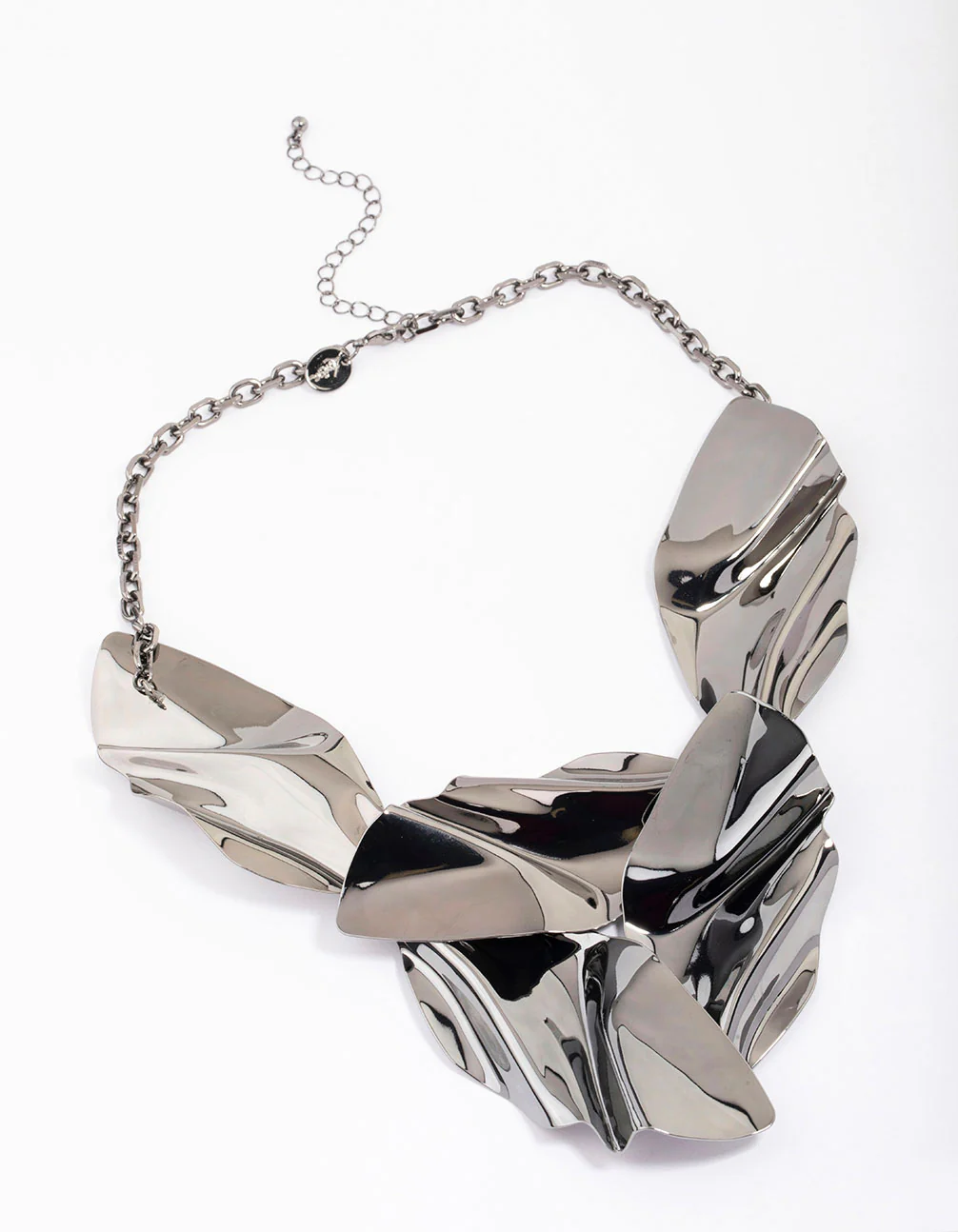 Gunmetal Abstract Disc Statement Necklace - Image 2