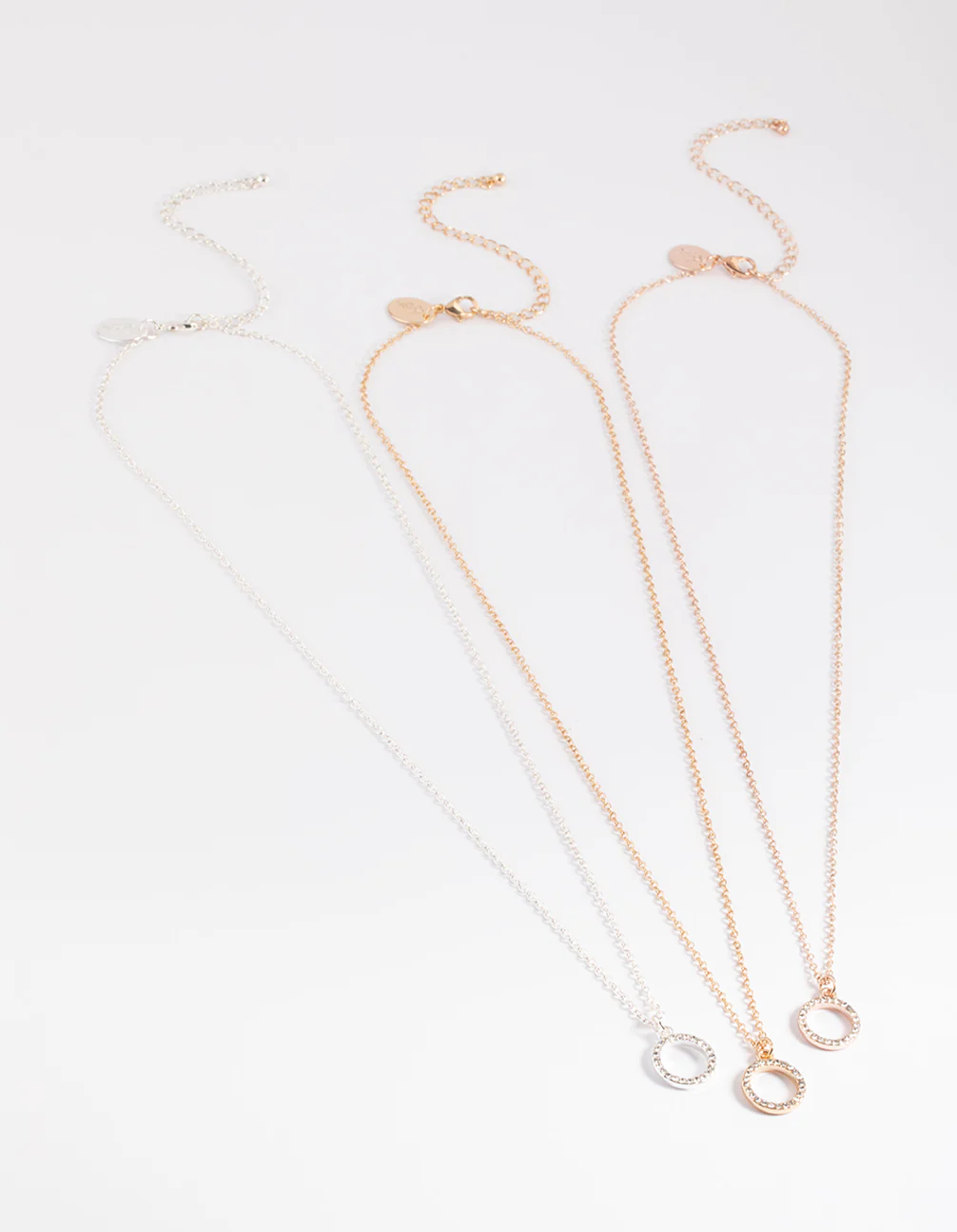 Mixed Metal Diamante Open Circle Necklace Pack - Image 3