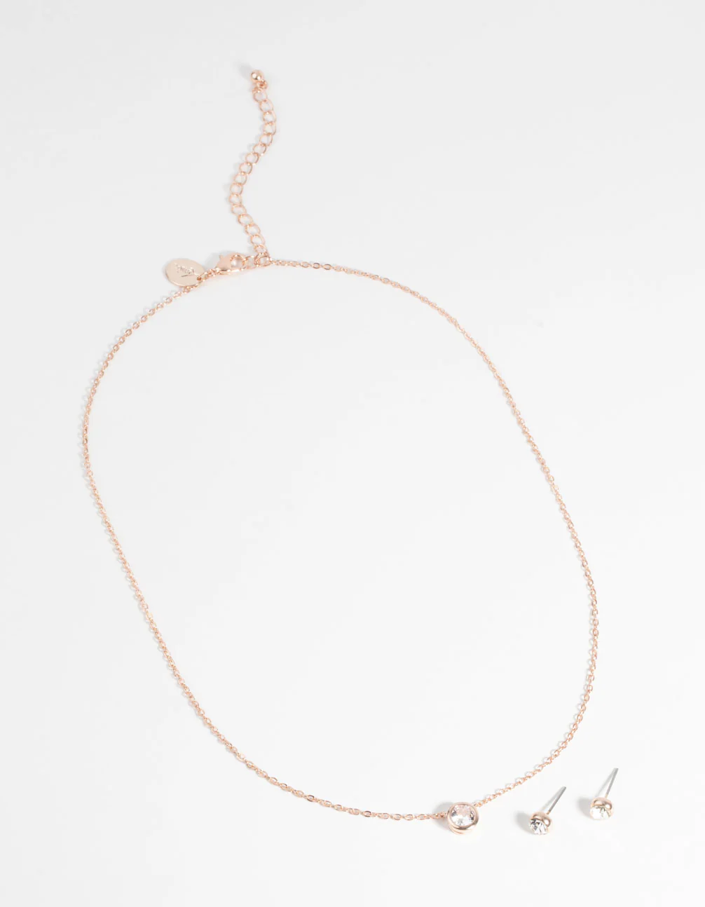 Rose Gold Diamante Pendant Necklace & Earring Set - Image 2