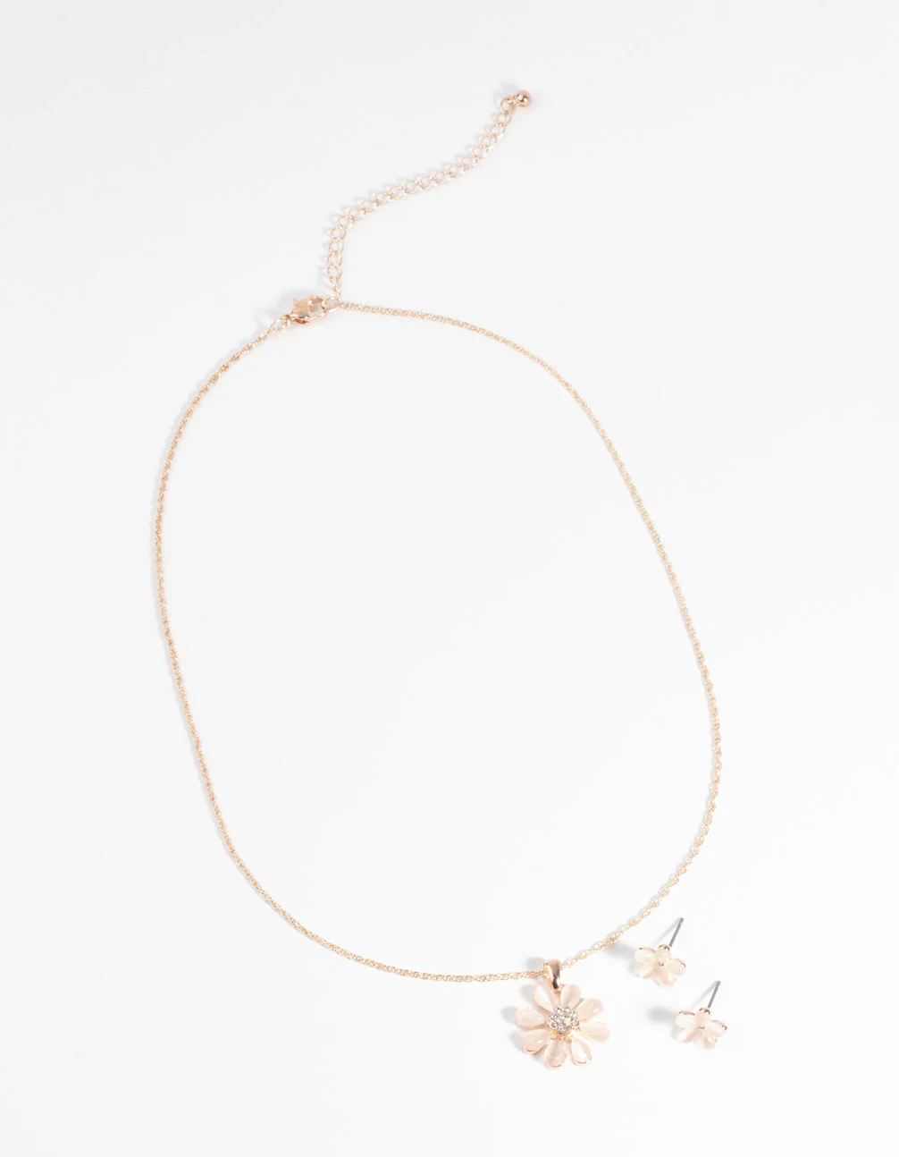 Rose Gold Daisy Necklace & Earring Set - Image 2