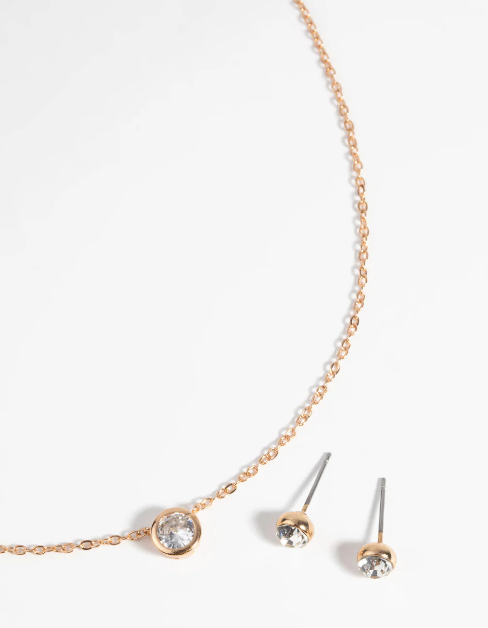 Gold Diamante Pendant Necklace & Earring Set