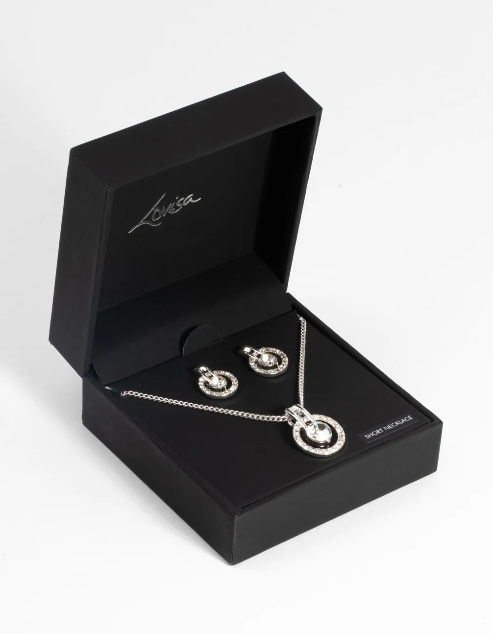Silver Circular Diamante Necklace & Earring Set - Image 3