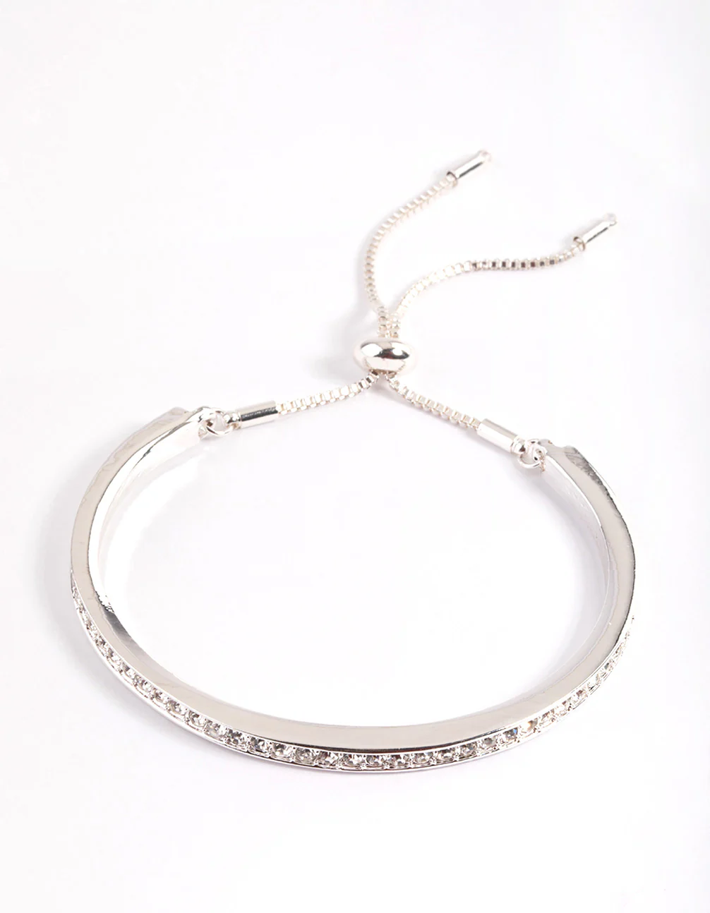 Silver Diamante Bangle with Toggle Bracelet - Image 2