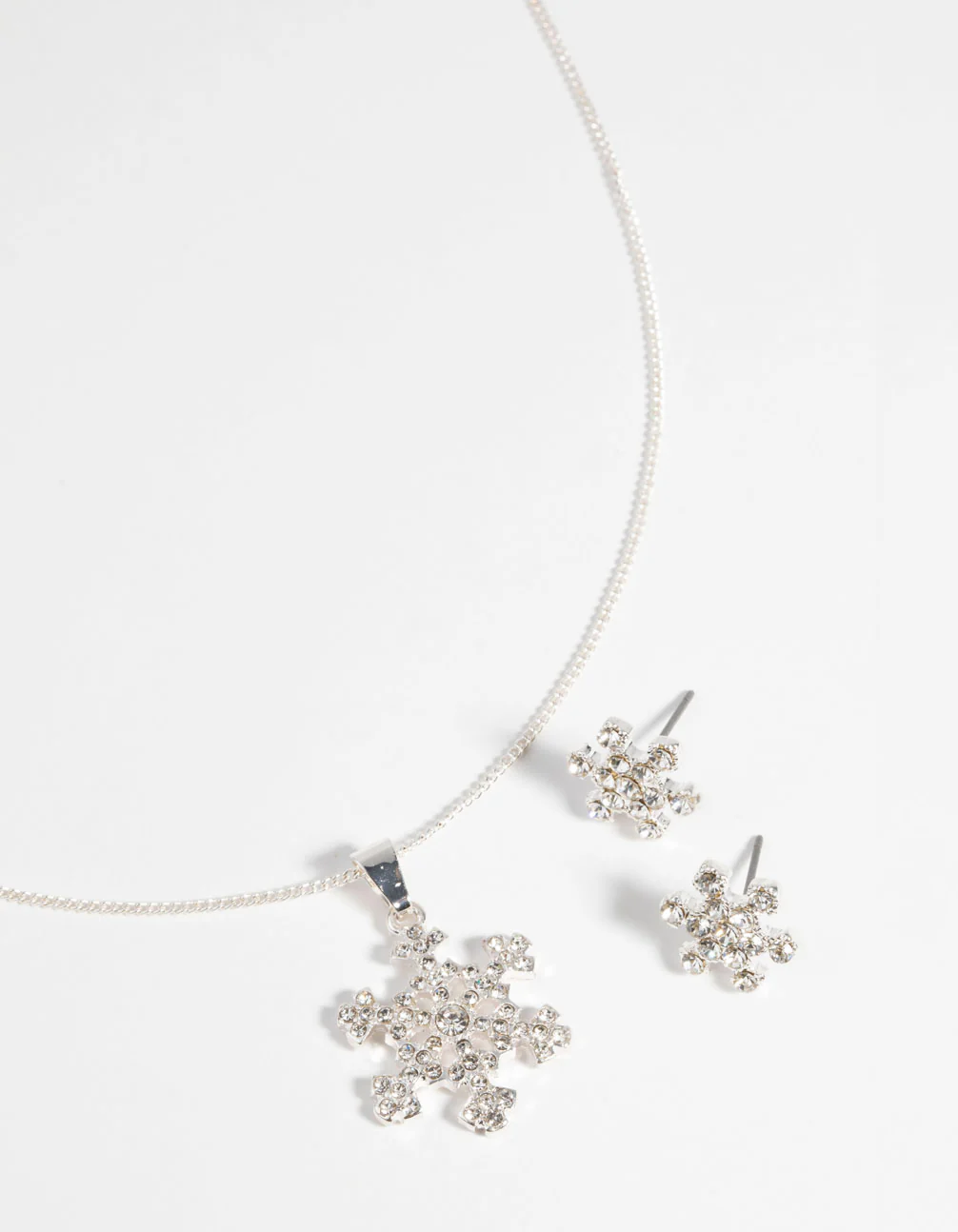 Silver Diamante Snowflake Necklace & Earring Set