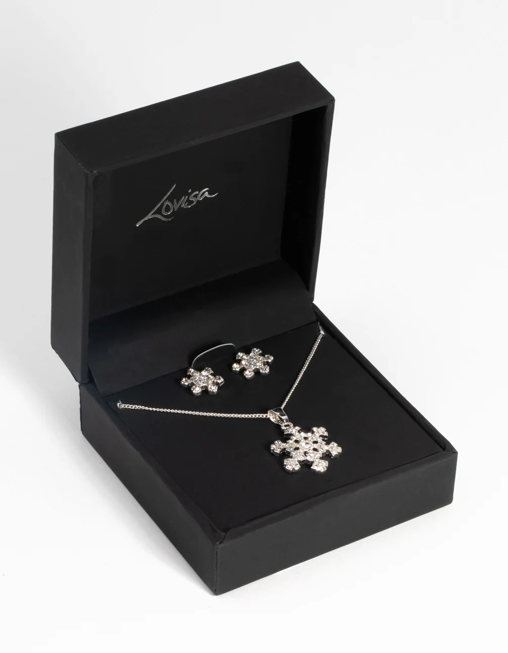 Silver Diamante Snowflake Necklace & Earring Set - Image 3