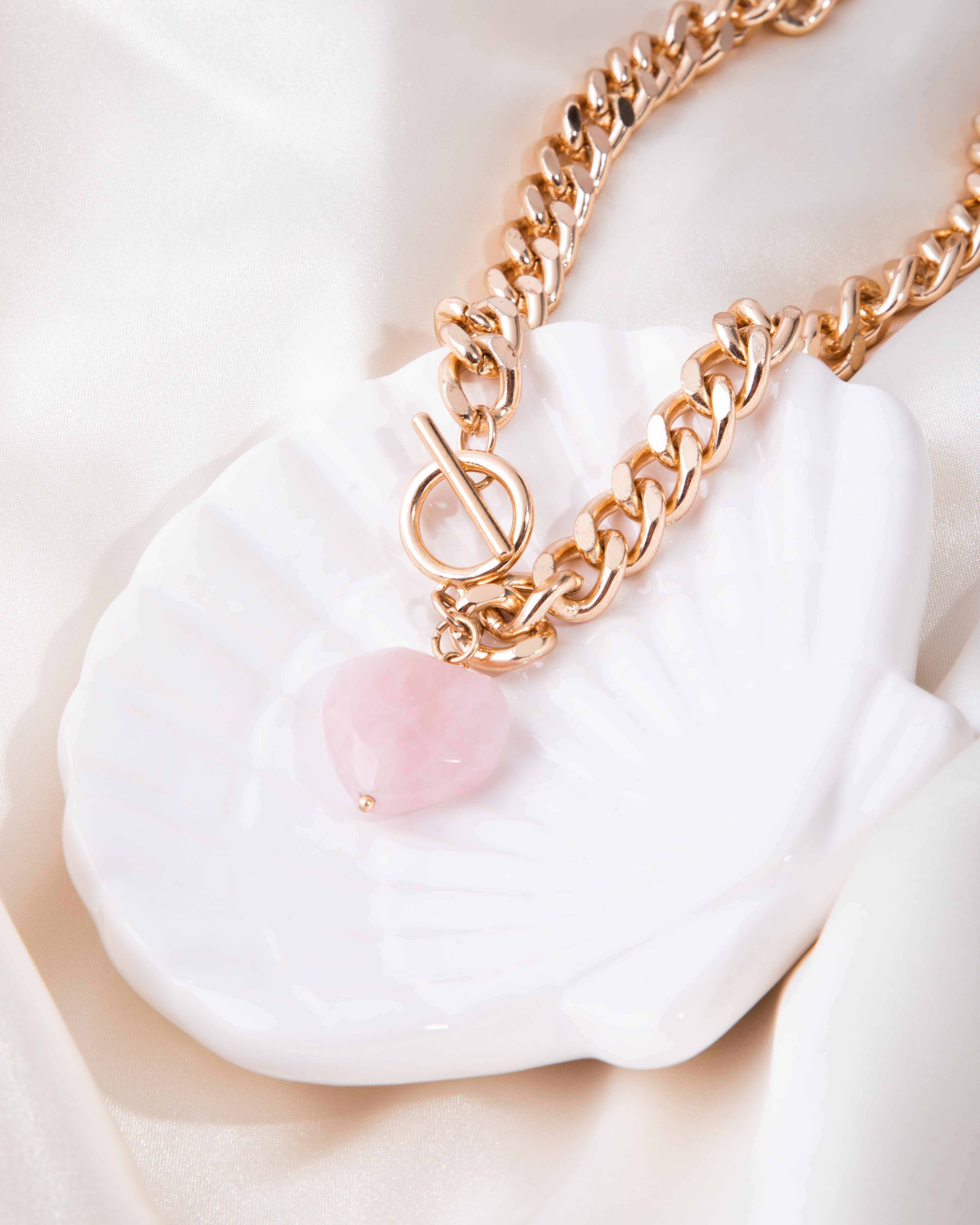 Gold Semi Precious Heart T&O Necklace - Image 4