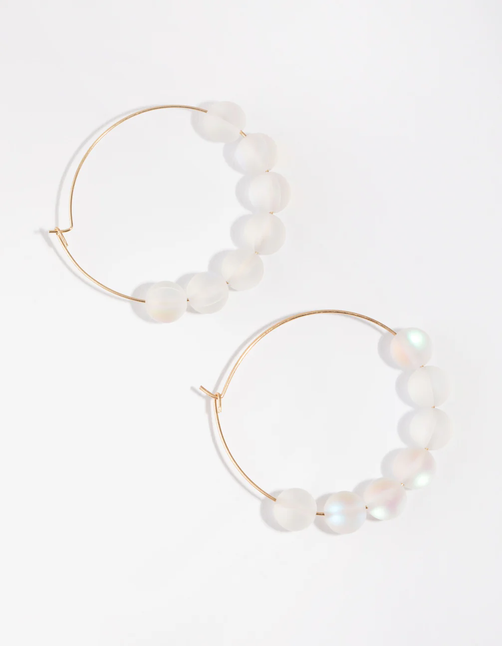 Gold Iridescent Ball Hoop Earrings