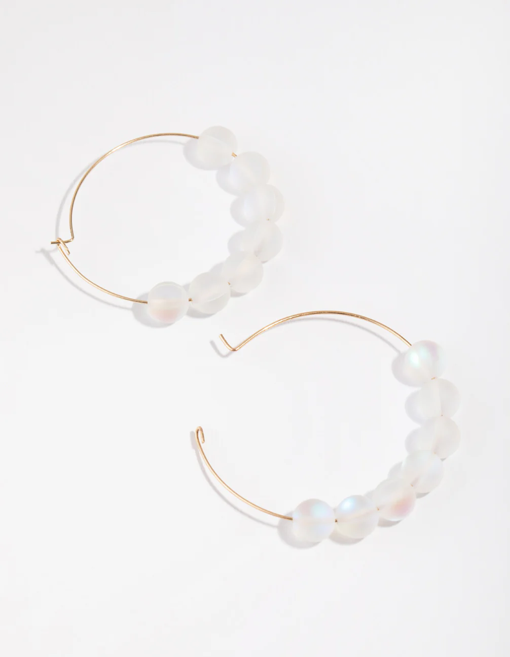Gold Iridescent Ball Hoop Earrings - Image 2