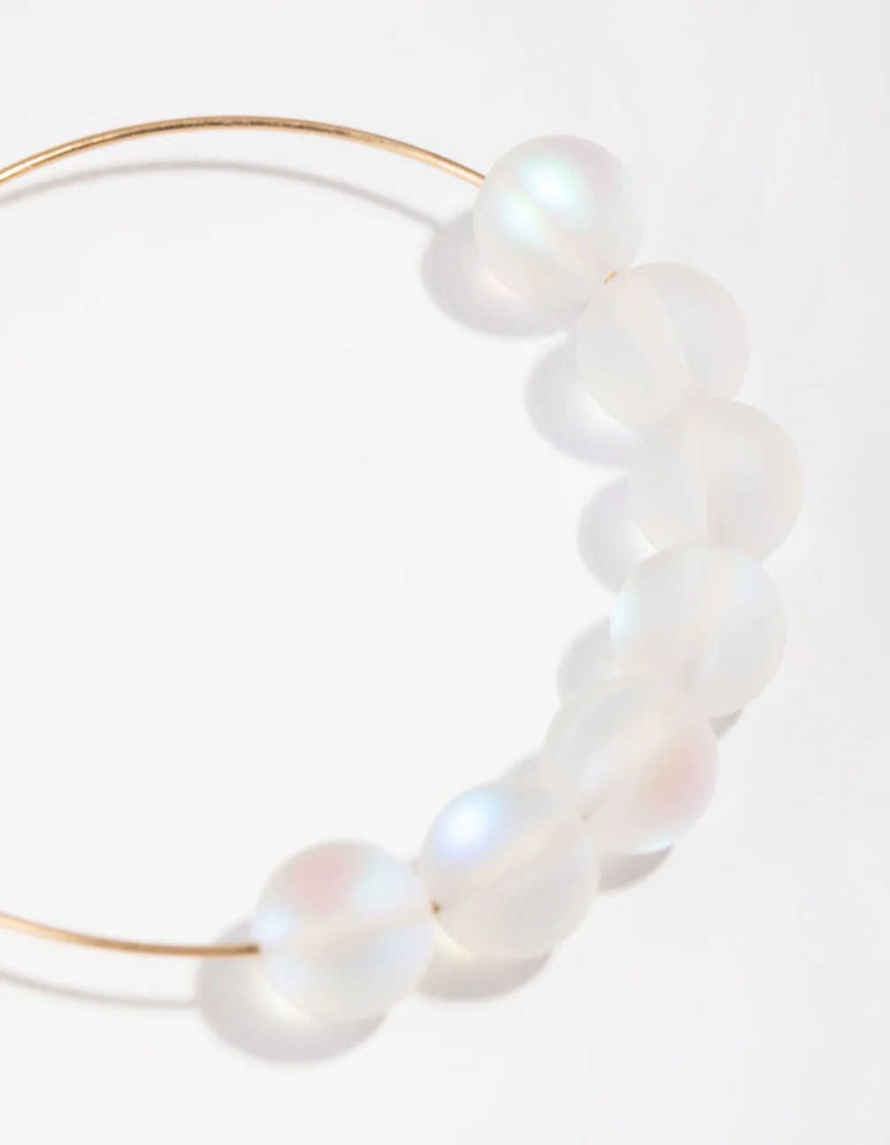 Gold Iridescent Ball Hoop Earrings - Image 3