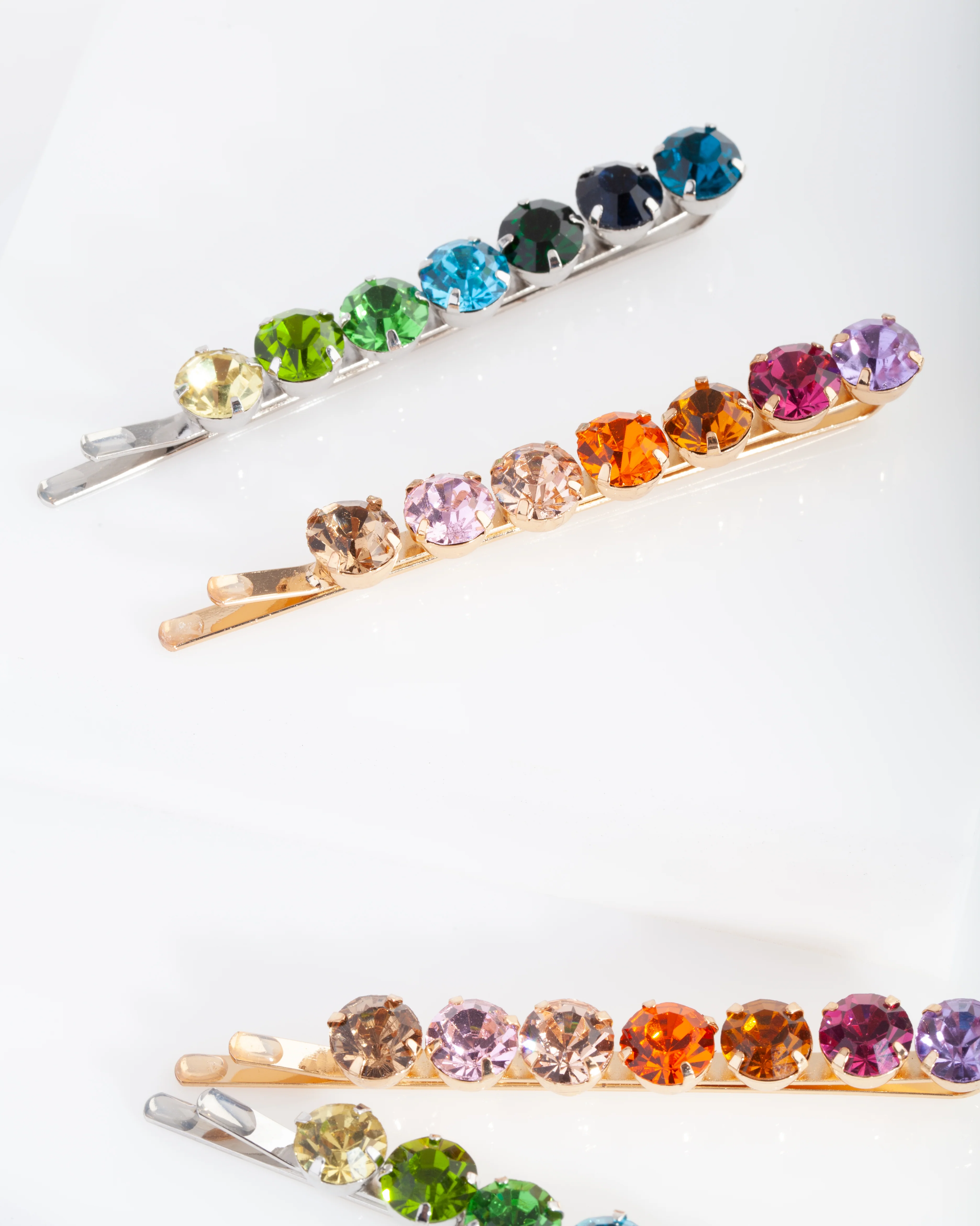 Mixed Round Multi Crystal Hair Pin 4-Pack - Image 2