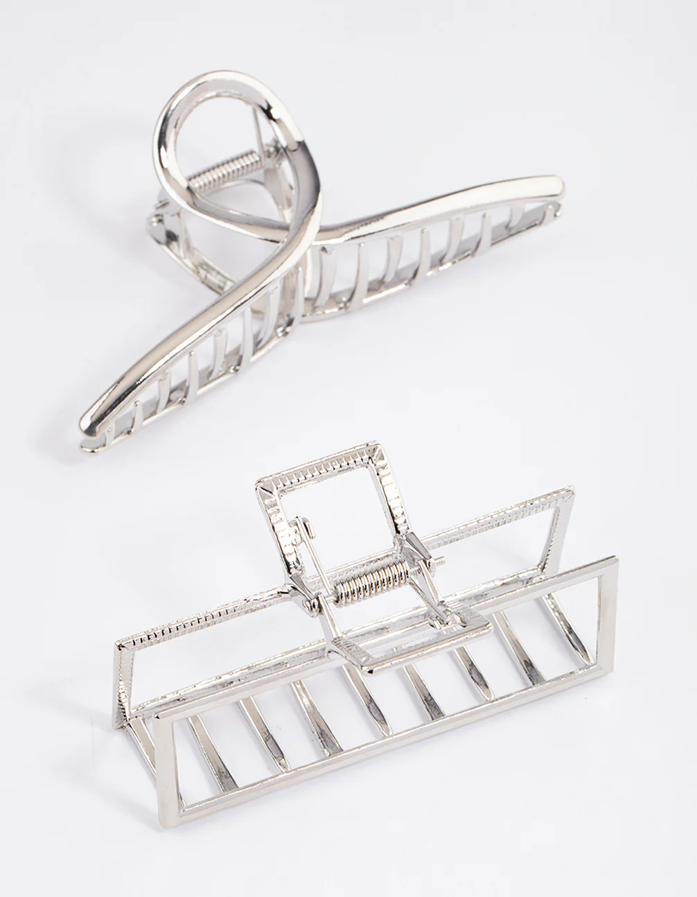 Silver Rectangle & Twisted Claw Clips Pack - Image 2