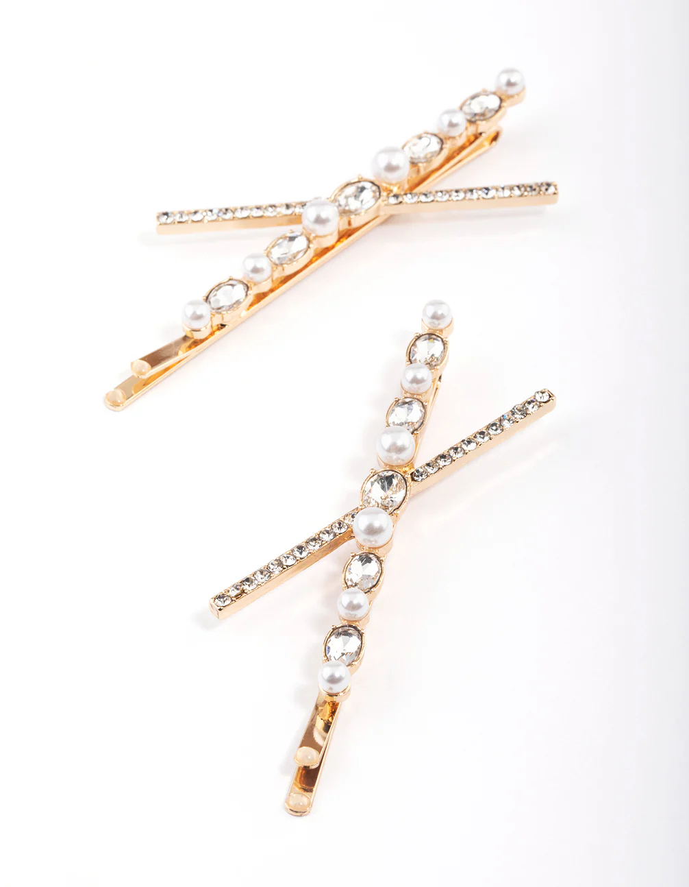 Gold Cross Pearl Hair Slide Pack - Image 2