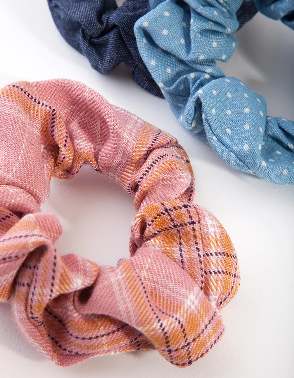 Denim, Spot & Check Scrunchie Pack - Image 2
