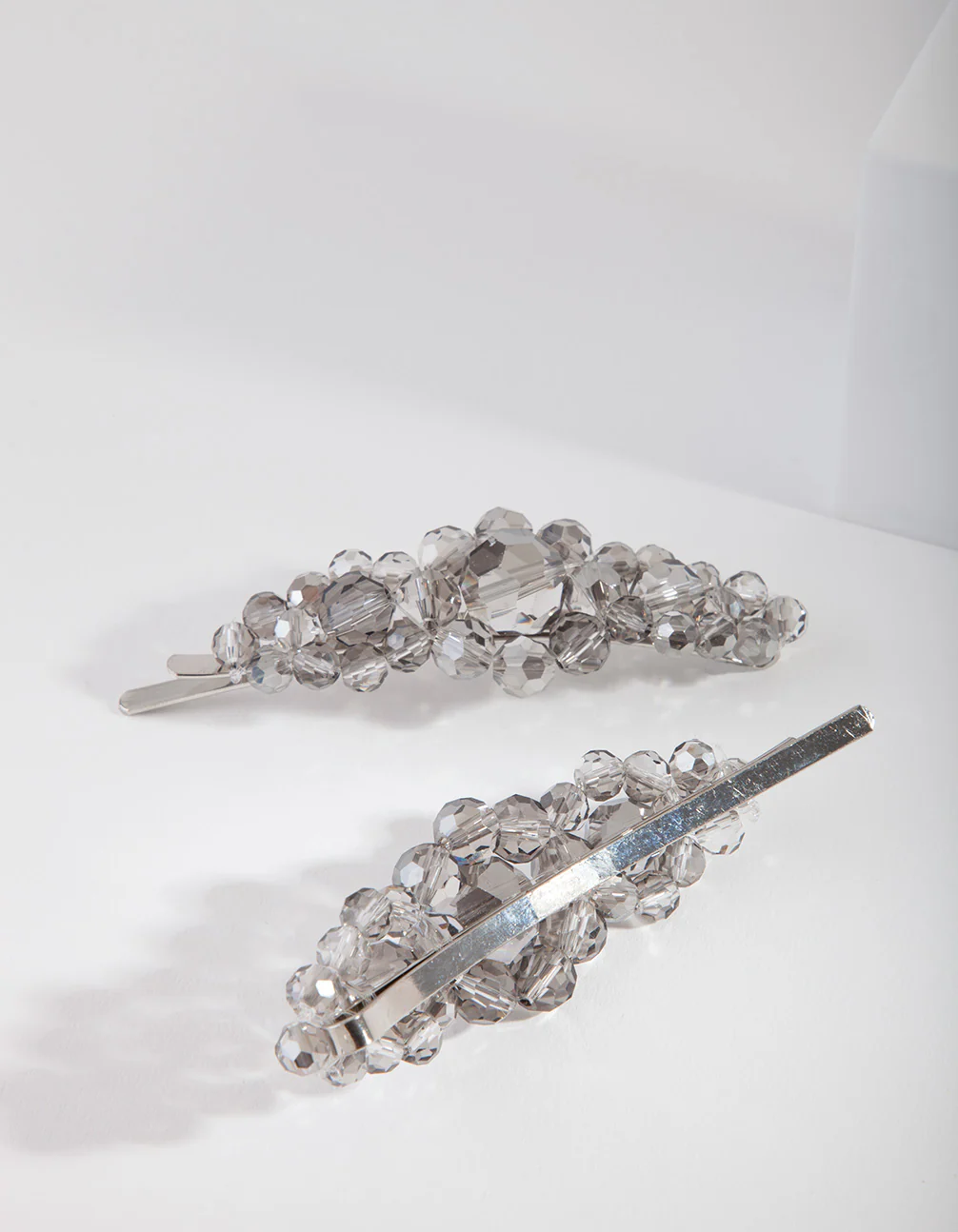 Grey Multi Size Bead Hair Slide Pack - Image 2