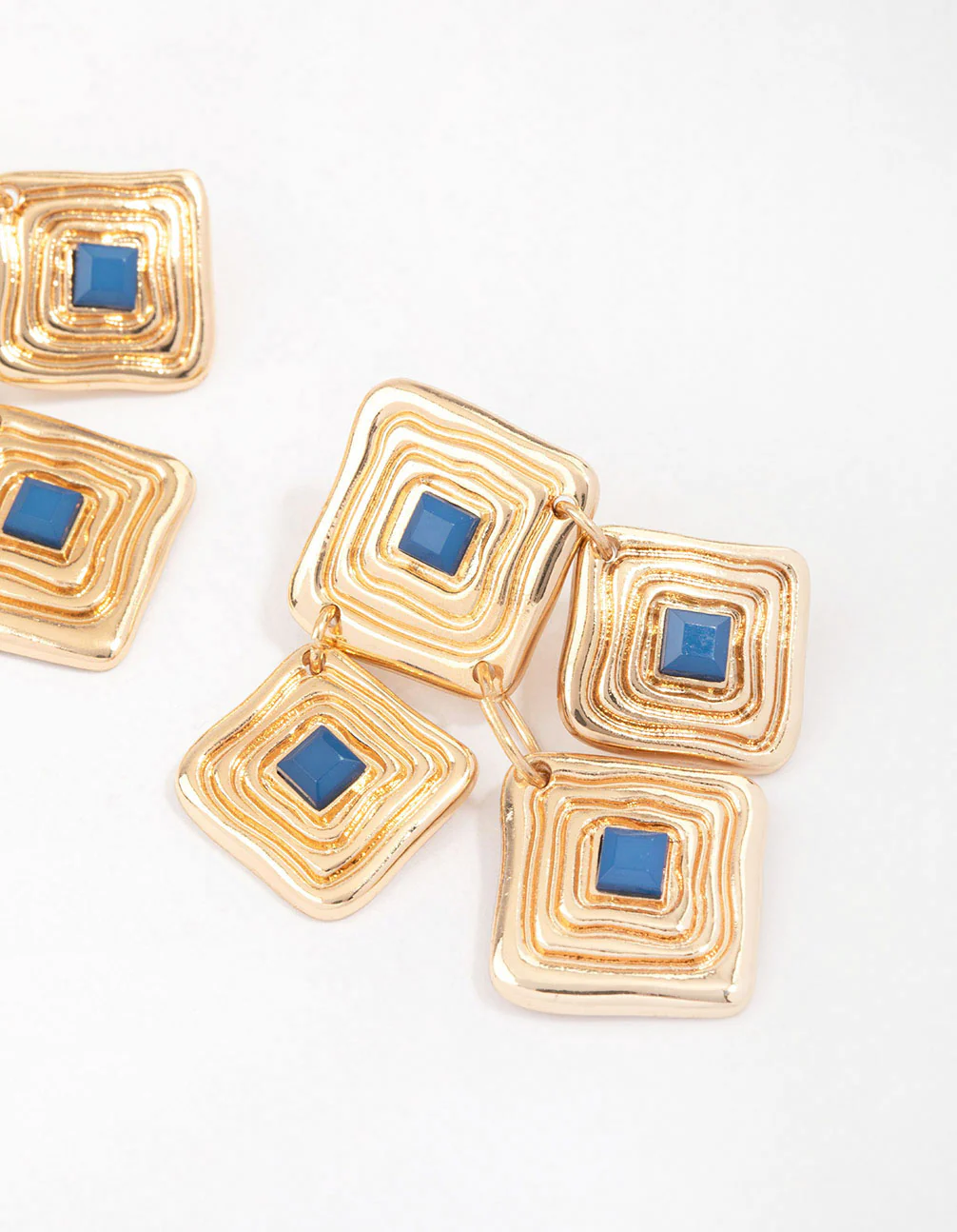 Gold Square Plated Drop Earrings - Image 2