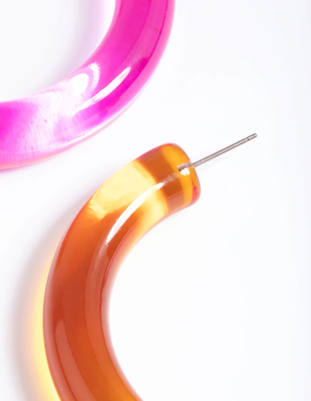 Pink Tube 62mm Hoop Earrings - Image 3