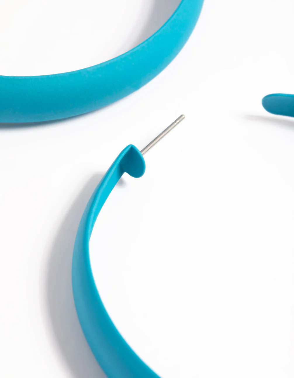 Matte Blue 60mm Hoop Earrings - Image 3