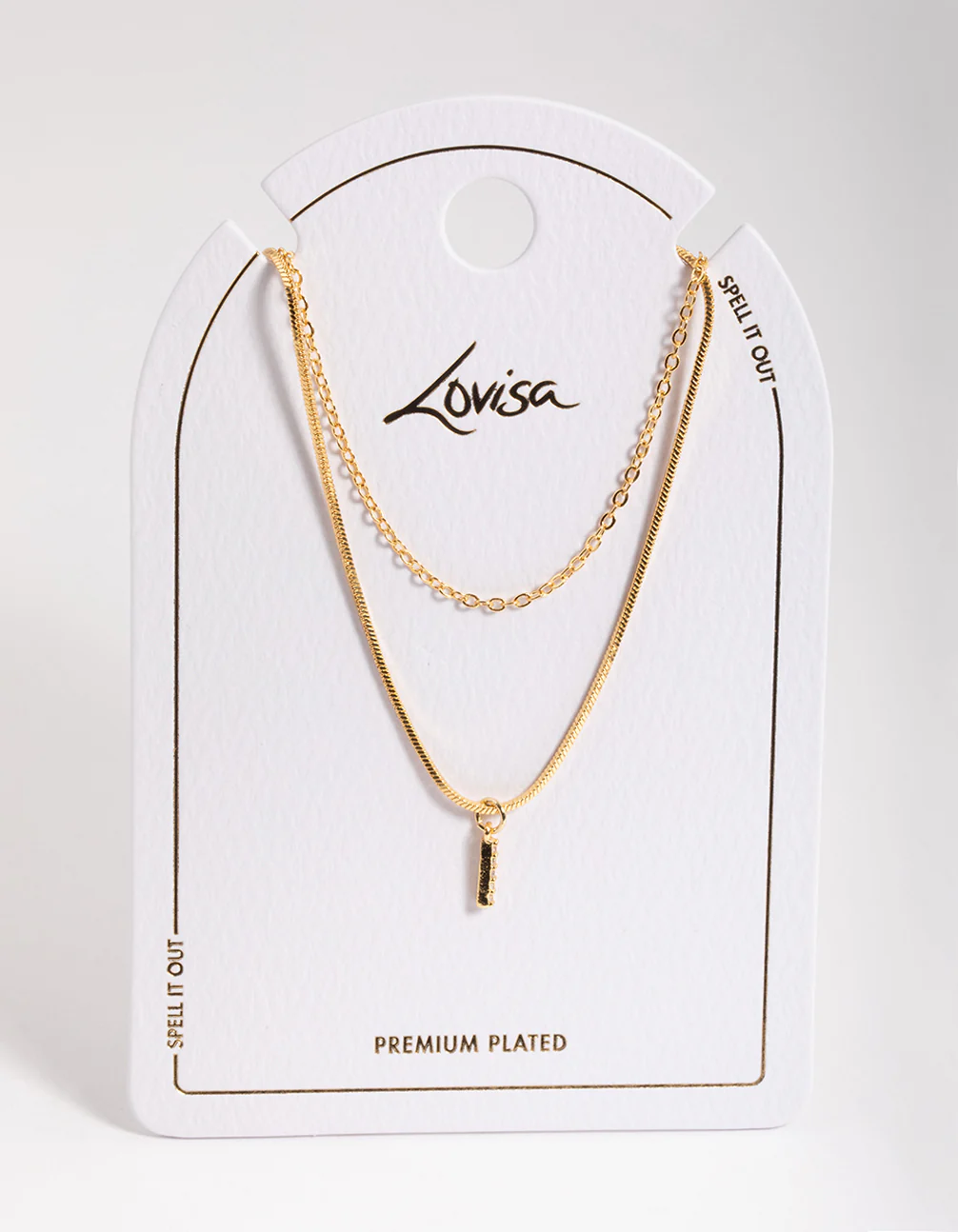 Gold Plated Diamante Letter I Layered Necklace - Image 3