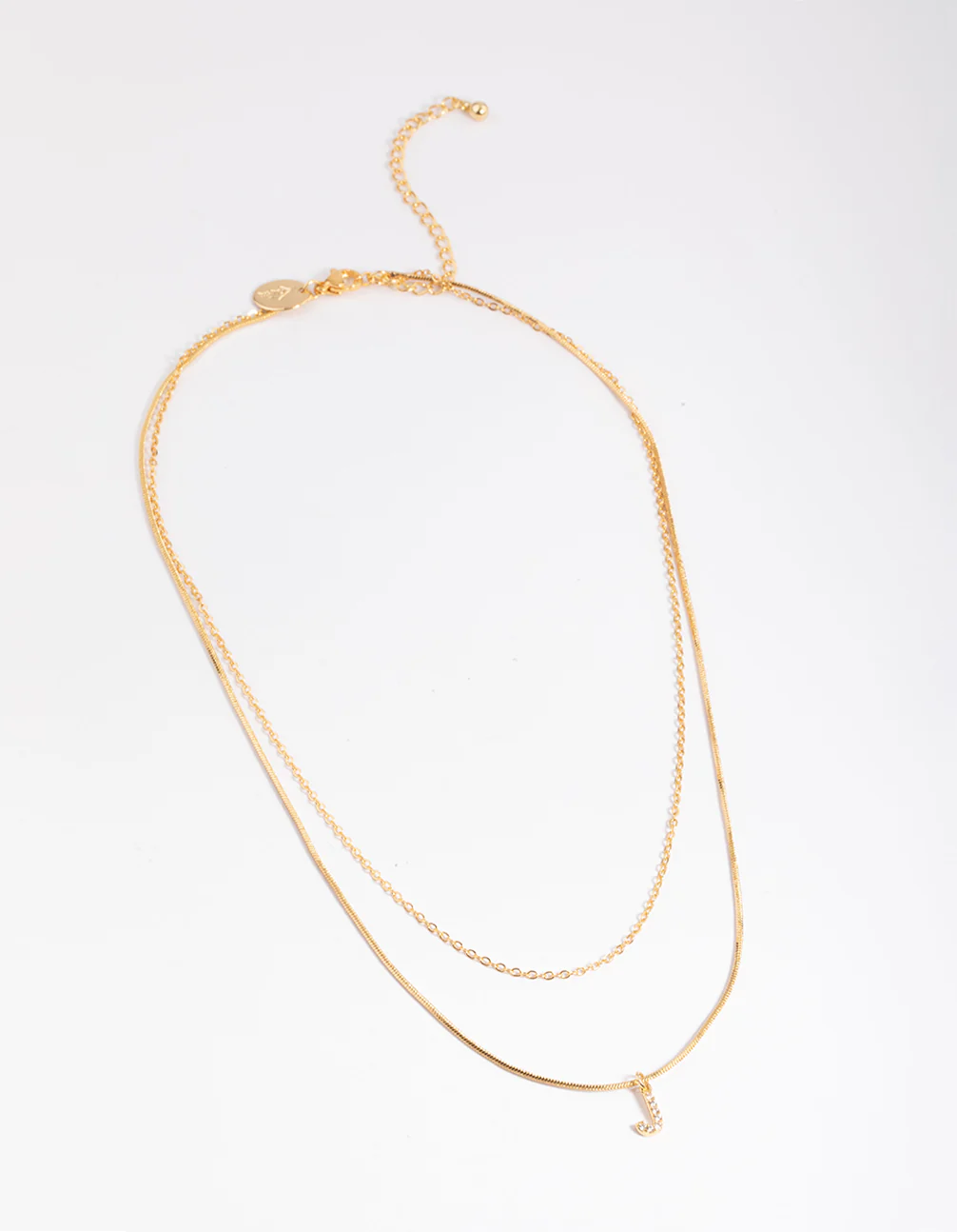 Gold Plated Diamante Letter J Layered Necklace - Image 4