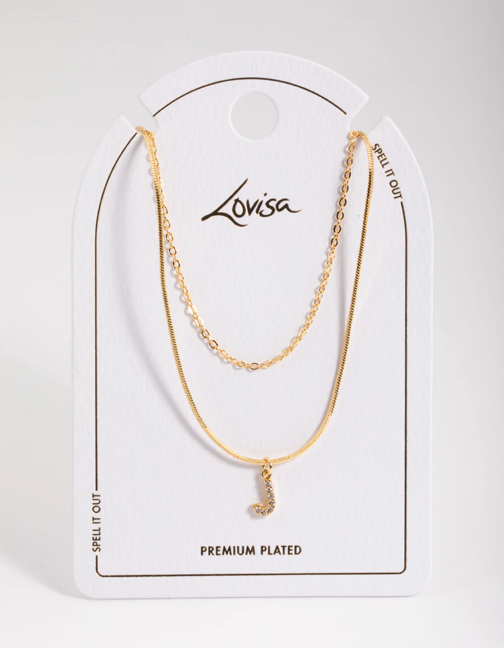 Gold Plated Diamante Letter J Layered Necklace - Image 5