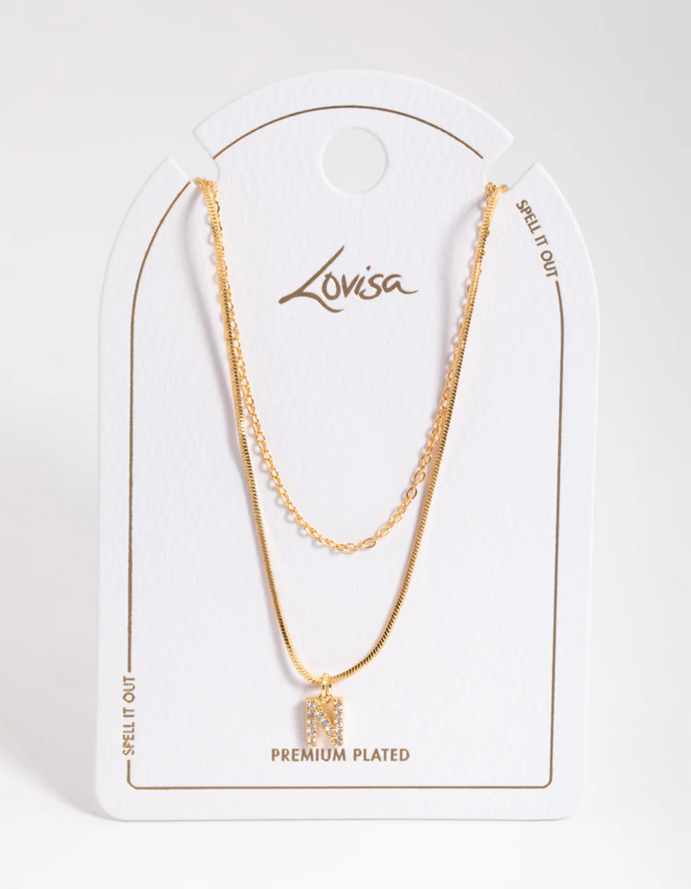 Gold Plated Diamante Letter N Layered Necklace - Image 3