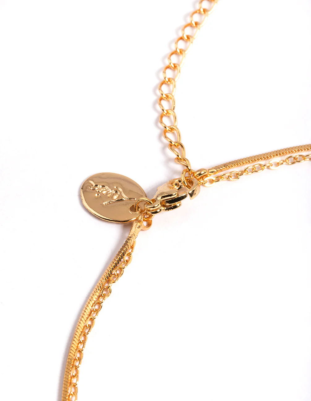 Gold Plated Diamante Letter N Layered Necklace - Image 4