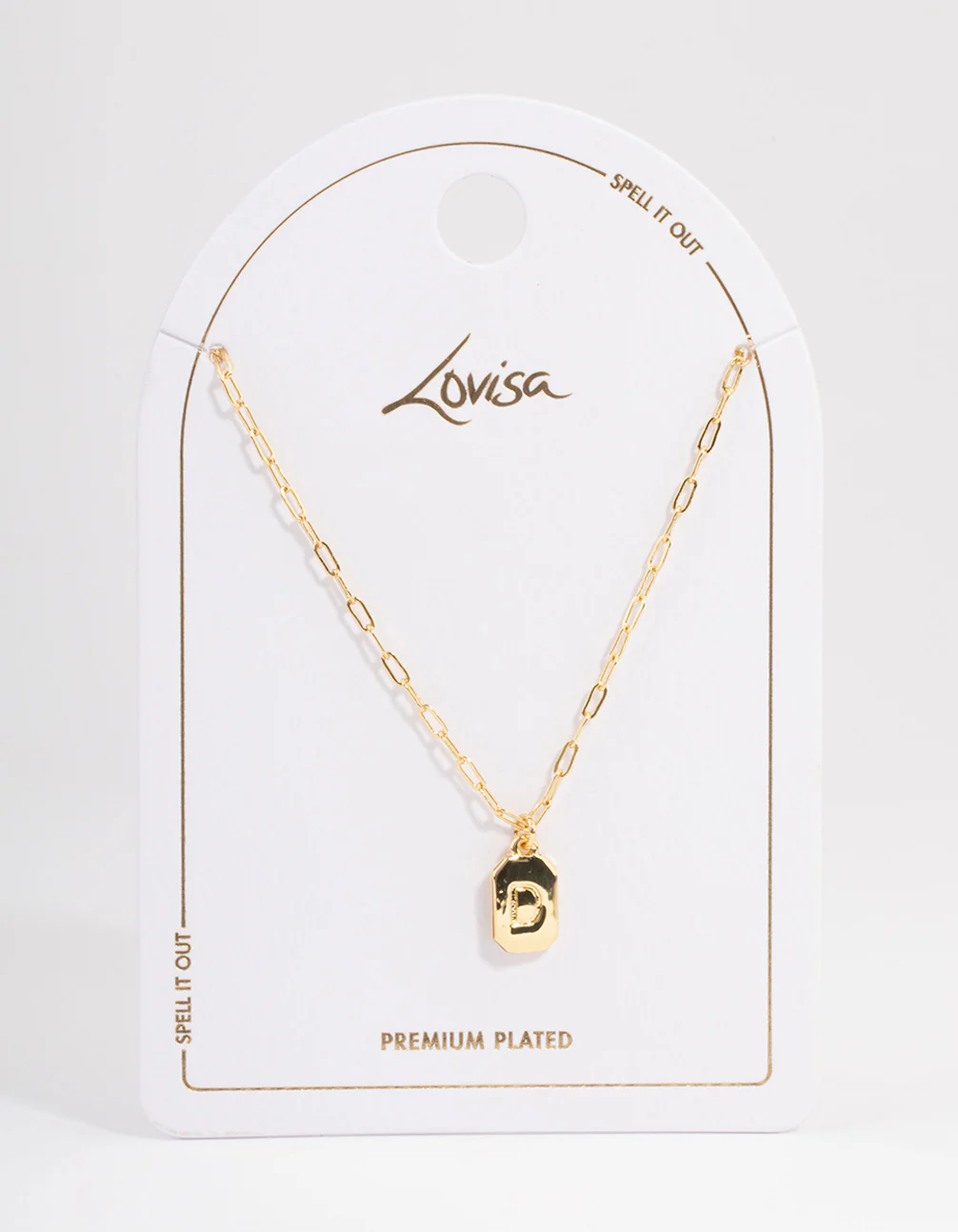 Letter D Gold Plated Rectangle Pendant Initial Necklace - Image 3