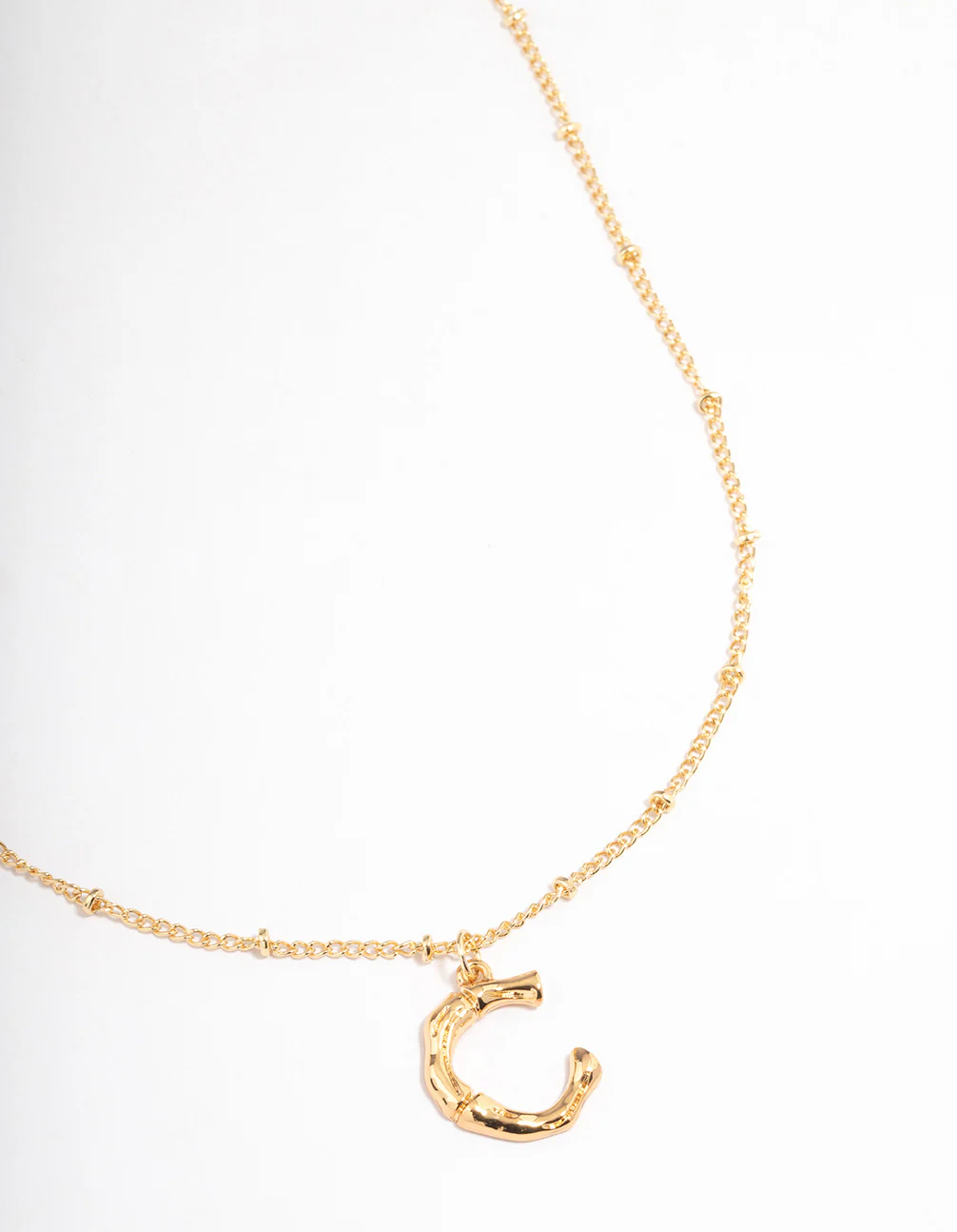Gold Plated Letter C Bamboo Necklace