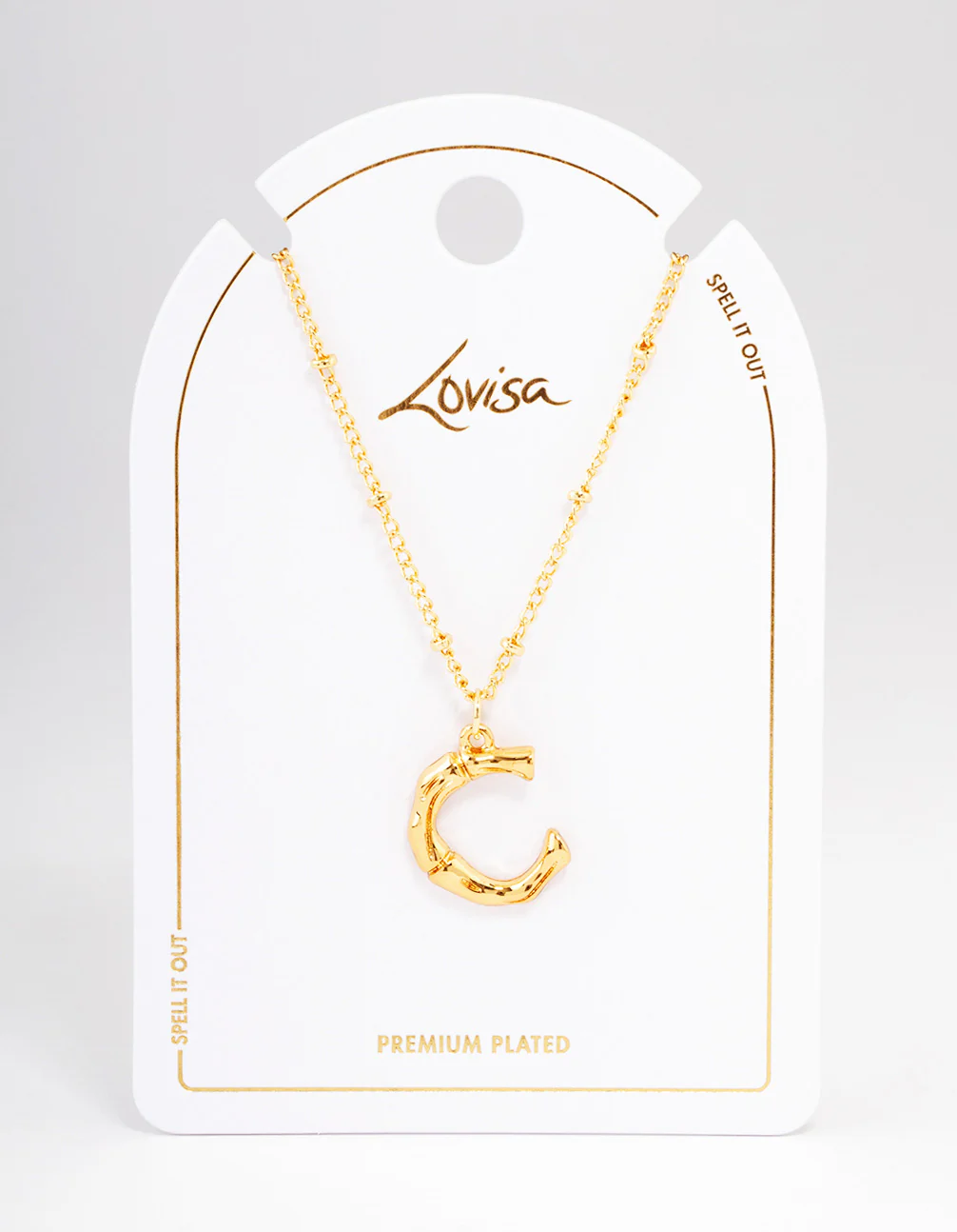 Gold Plated Letter C Bamboo Necklace - Image 3