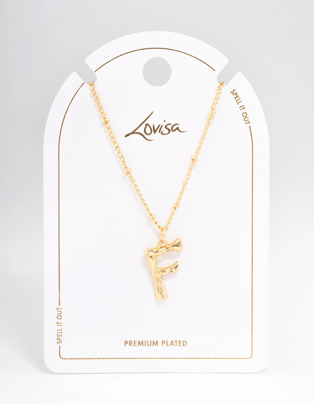 Gold Plated Letter F Bamboo Necklace - Image 3